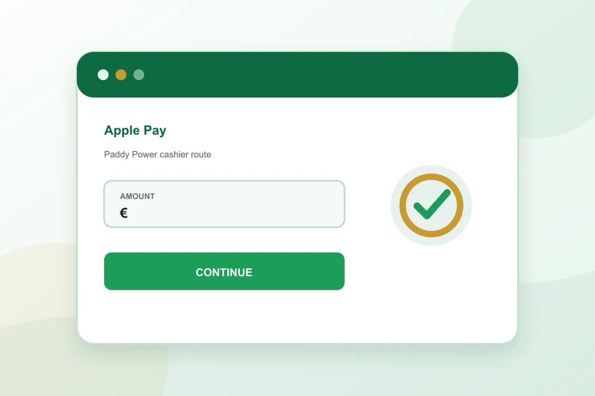 Paddy Power Apple Pay cashier amount and confirmation steps