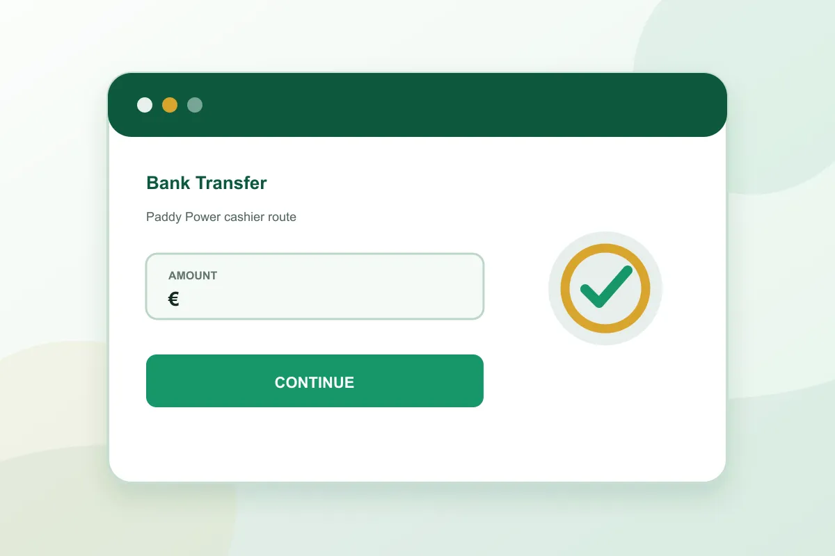 Paddy Power Bank Transfer cashier amount and confirmation steps