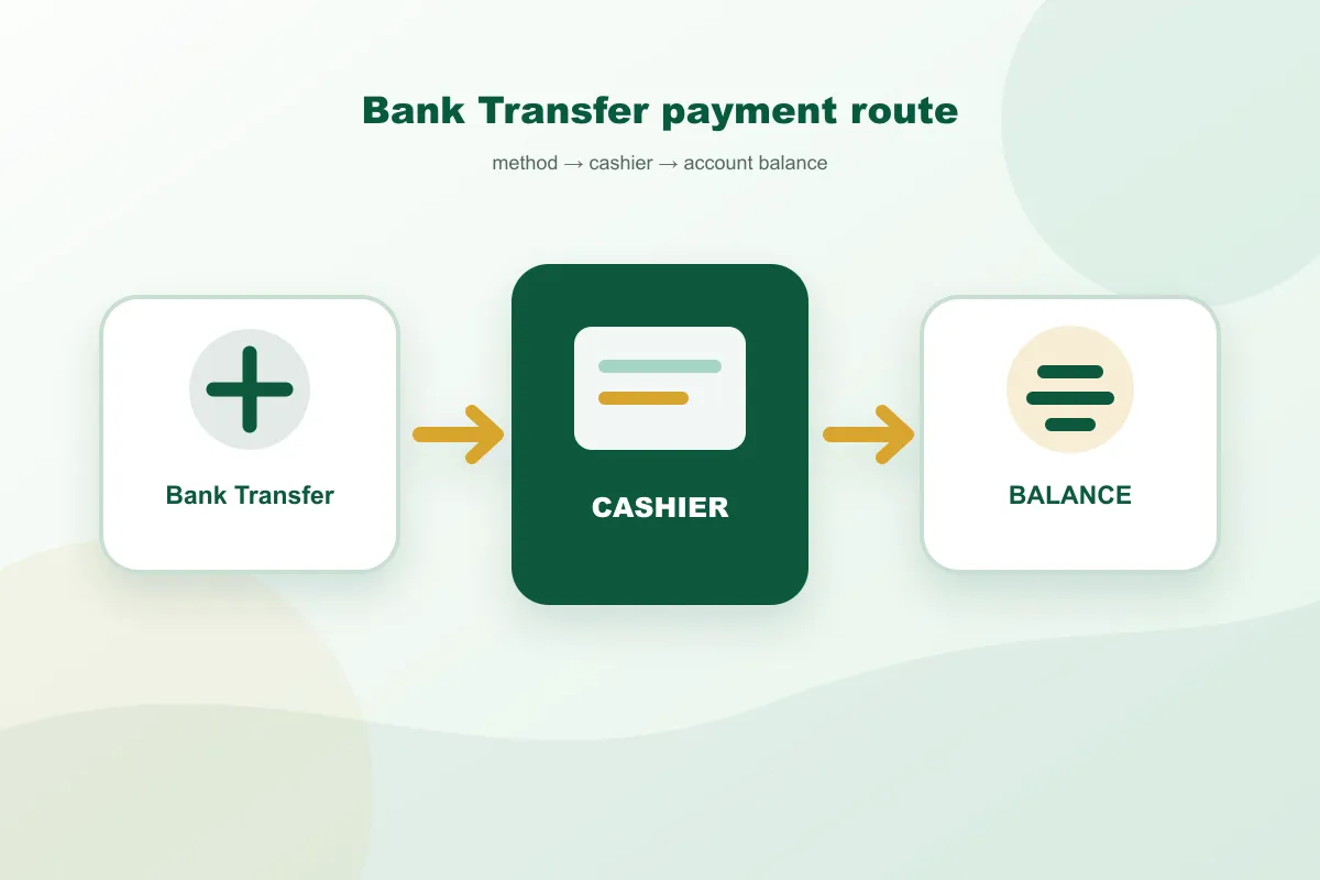 Paddy Power Bank Transfer payment route from method to cashier and account balance