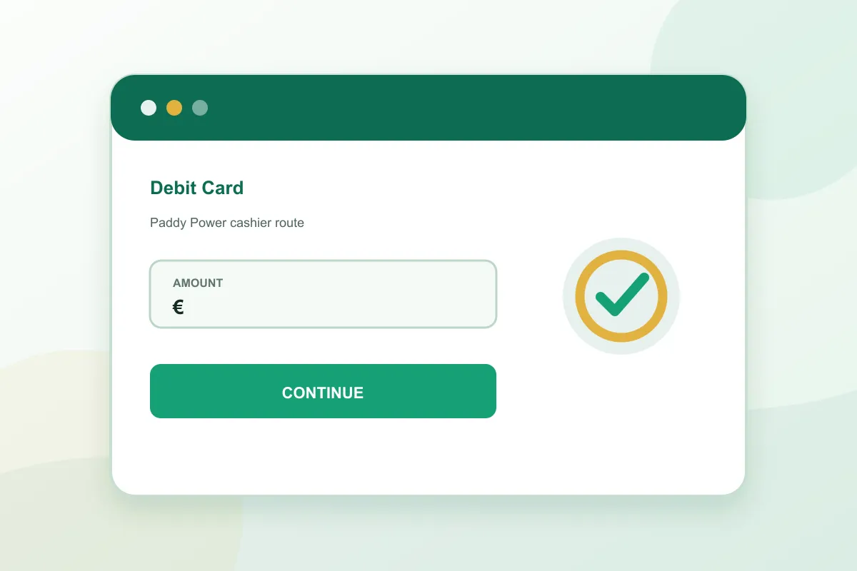 Paddy Power Debit Card cashier amount and confirmation steps