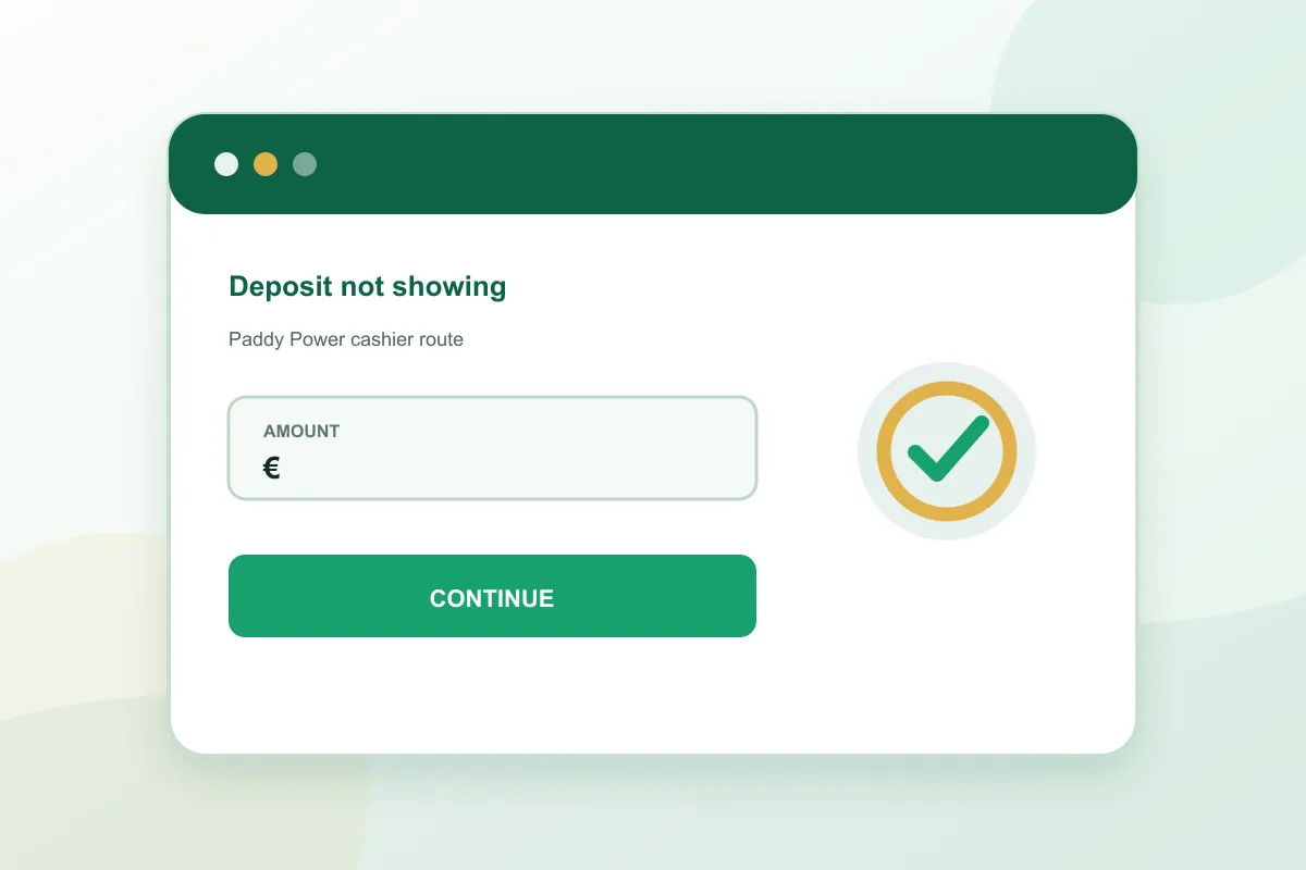 Paddy Power Deposit not showing cashier amount and confirmation steps