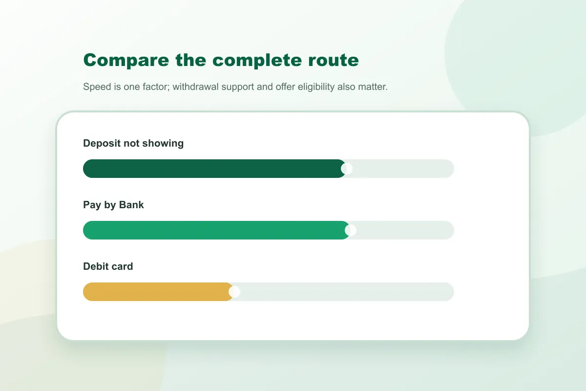 Paddy Power Deposit not showing speed comparison with Irish payment alternatives