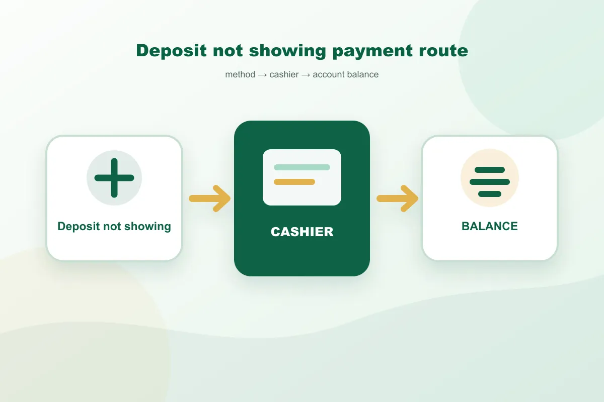 Paddy Power Deposit not showing payment route from method to cashier and account balance
