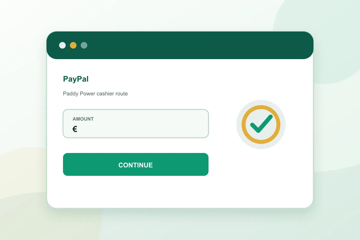 Paddy Power PayPal cashier amount and confirmation steps