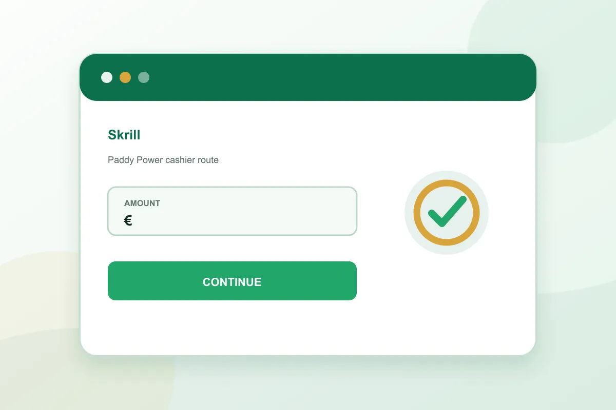 Paddy Power Skrill cashier amount and confirmation steps